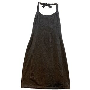 Athleta Modra Dress Gray Halter Built In Bra Size 8 Tall Athletic